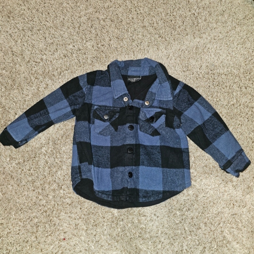 Little Bipsy Blue and Black Plaid Button Down Shirt